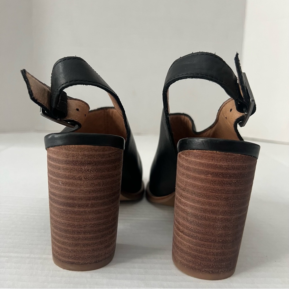 Madewell The Cary Sandal Mule Leather True Black Chunky Wood Open Toe Heels 7.5 - Picture 4 of 9